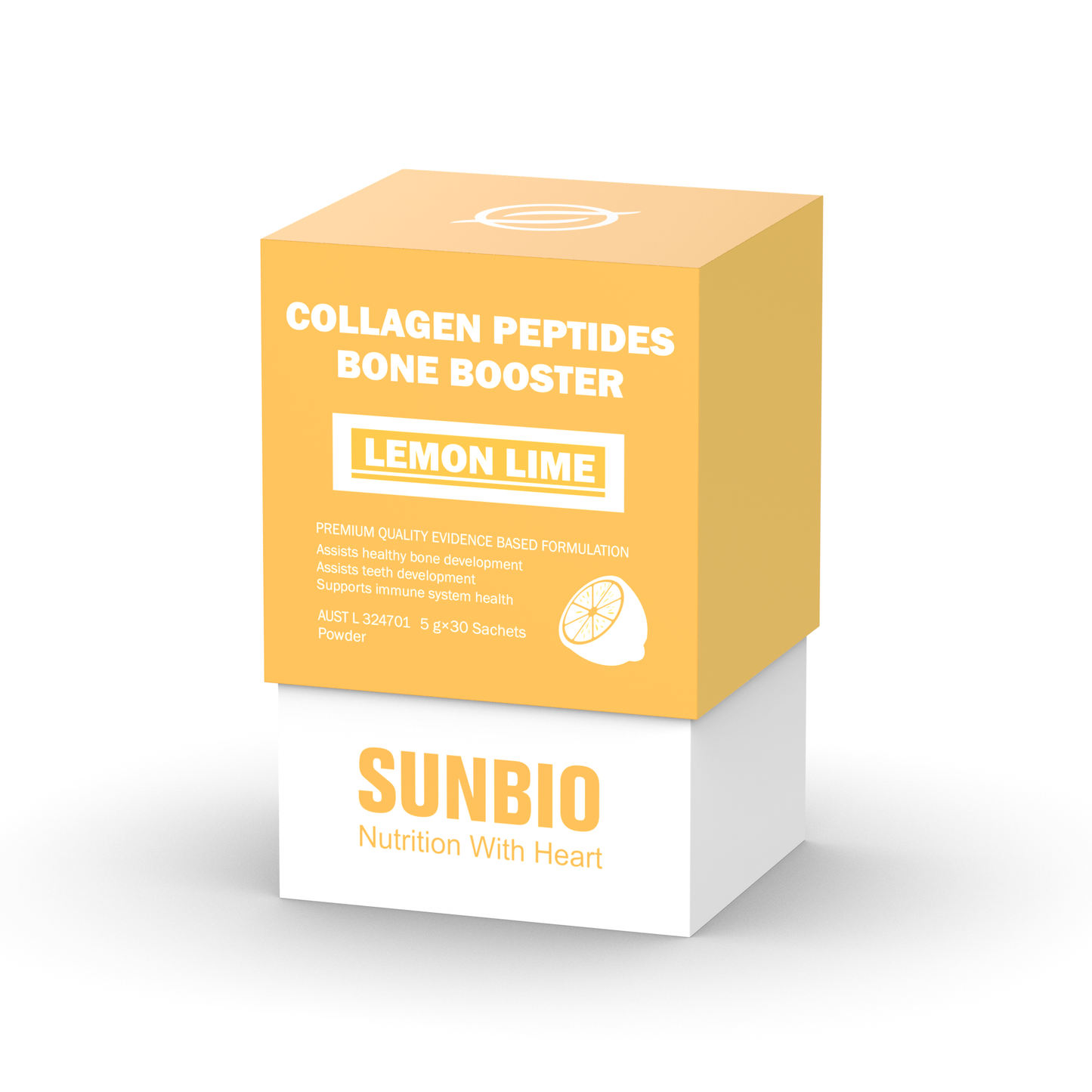 90 Day Pack Sunbio Collagen Peptides Bone Booster Lemon Lime 30x5g