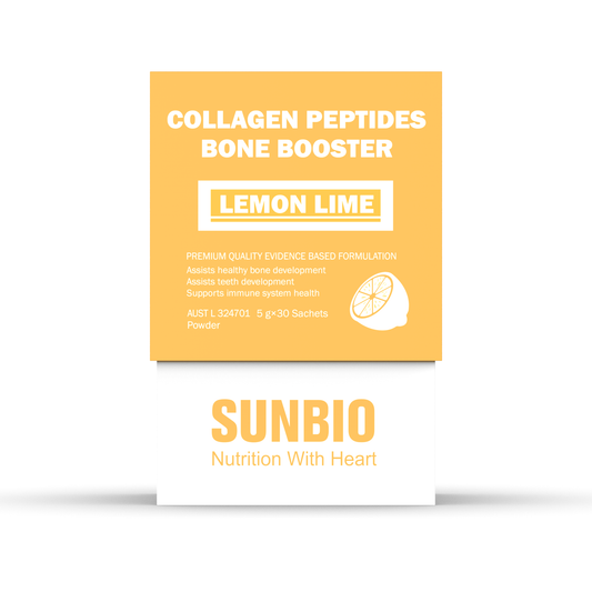 90 Day Pack Sunbio Collagen Peptides Bone Booster Lemon Lime 30x5g