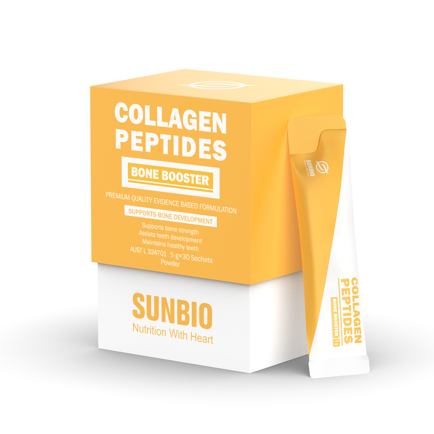 Bone Booster Collagen Peptides Carton and Sachet